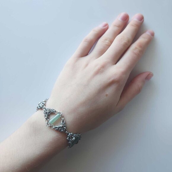 Gothic long chainmaille necklace with a small silver chain - Picture 4 of 7